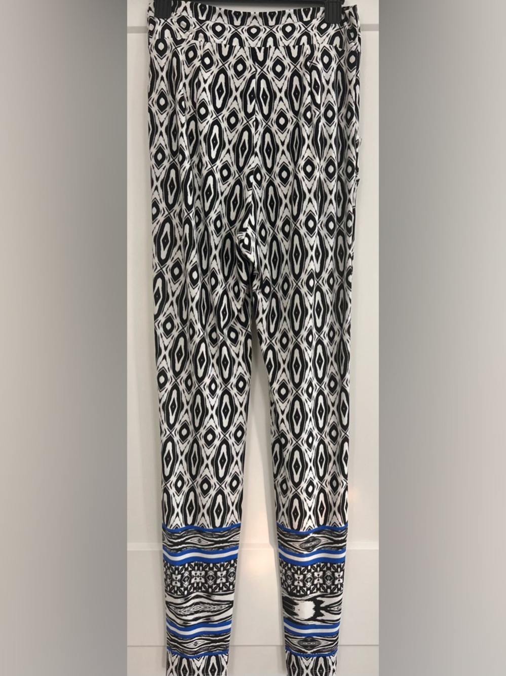 Geometric Print Slim Pants Blue Accent Made in USA Size M - Picture 4 of 8